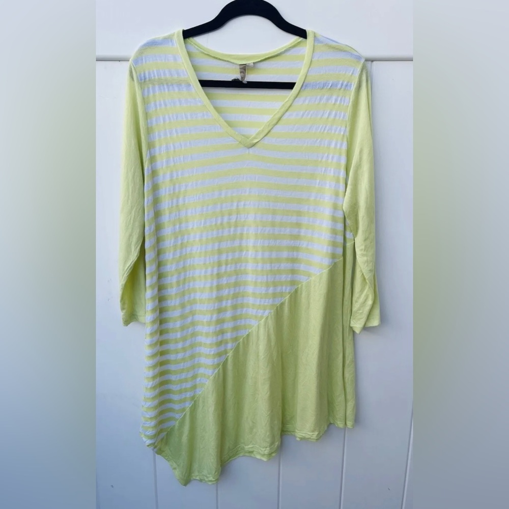 Comfy USA striped tunic lime green white size X-Large